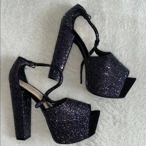 Jessica Simpson Purple Sequin Platform High Heels